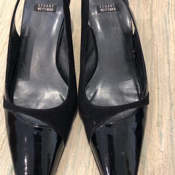 Black patent suede Stuart Weitzman slingbacks - Picture 4 of 4